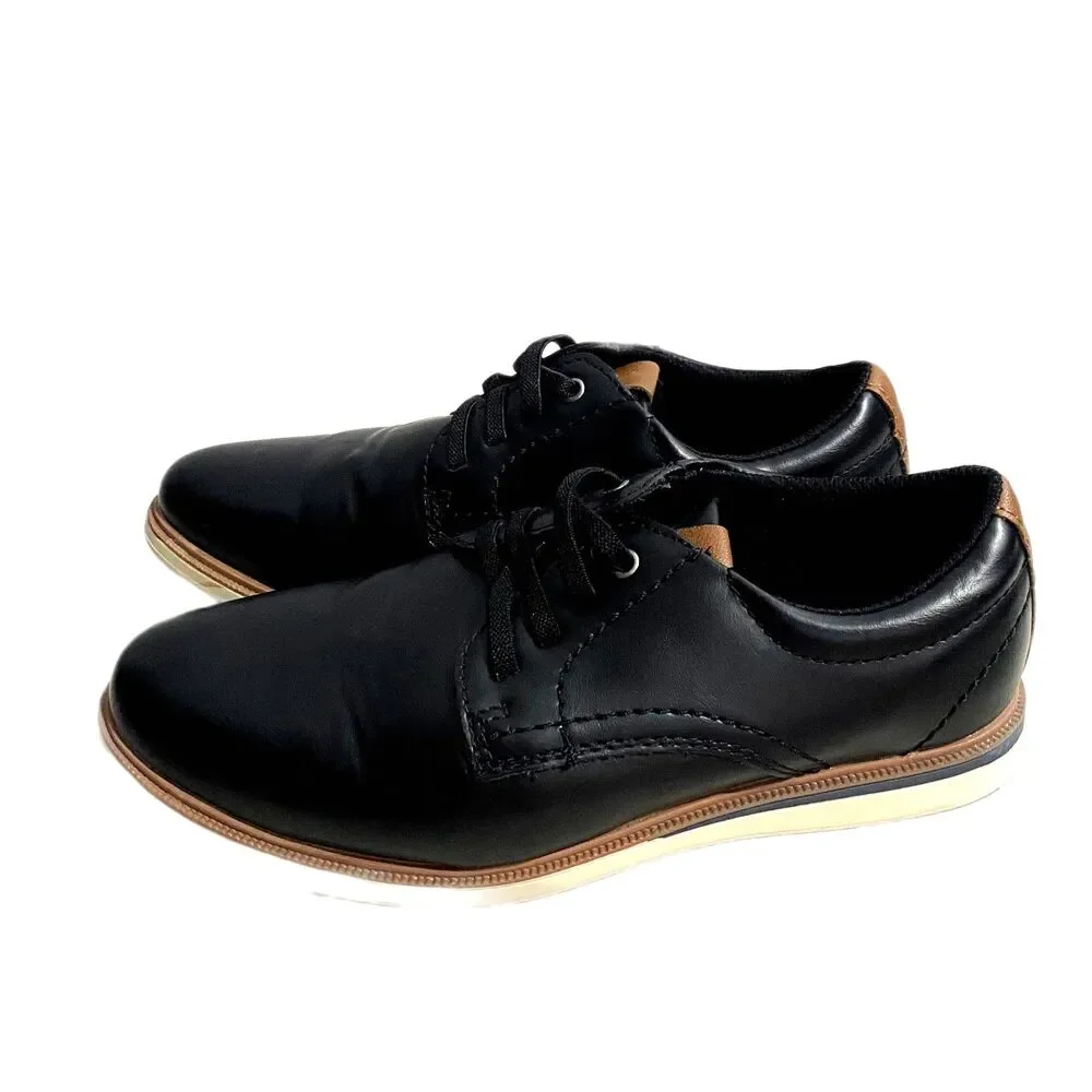 Max‎ & Jake Lil Oscar Oxford Dress Shoes Black Faux Leather Boy's Size 3M